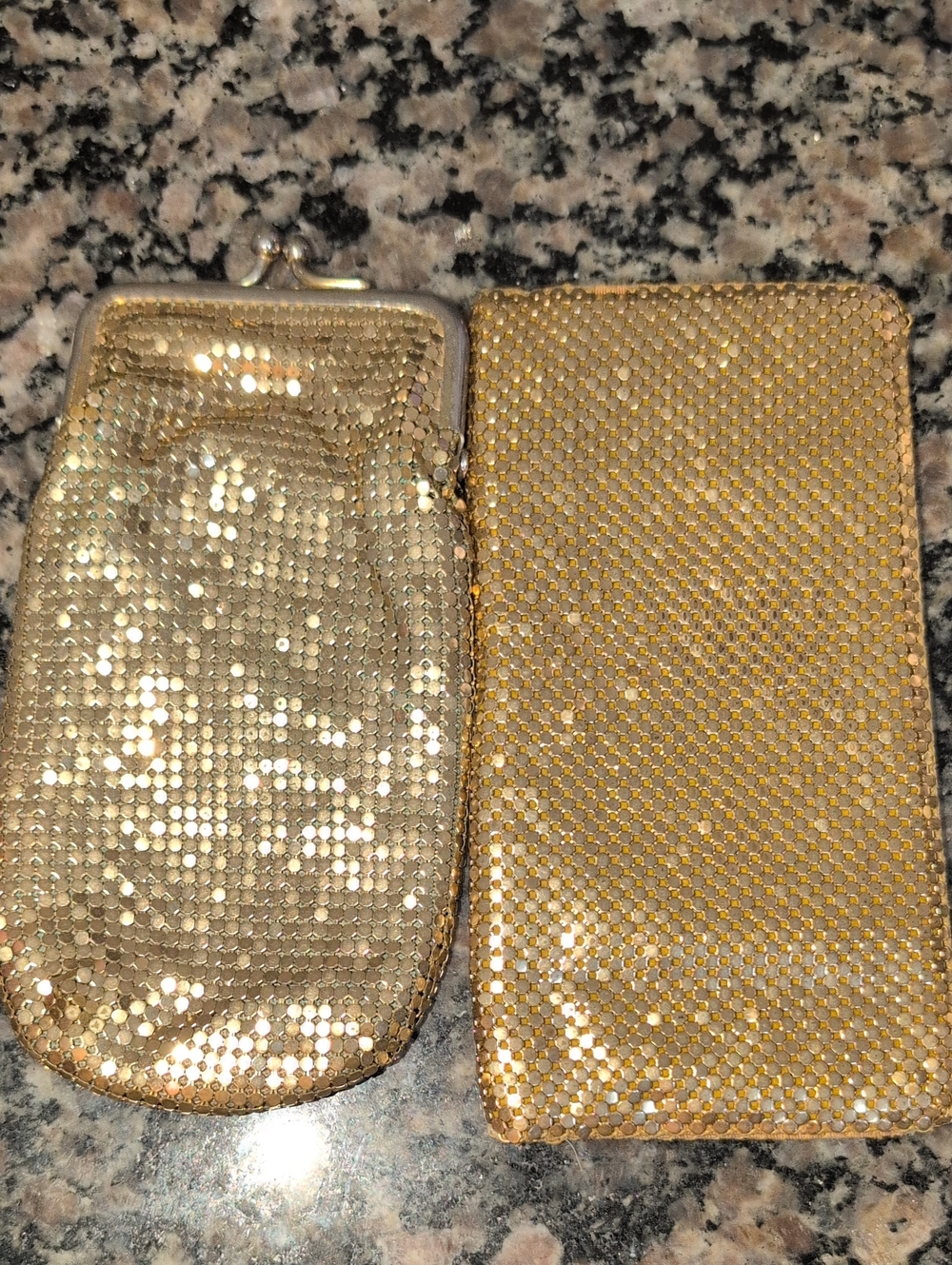 Whiting Davis Gold Tone Eyeglass Case And Checkbook Cover - Vintage